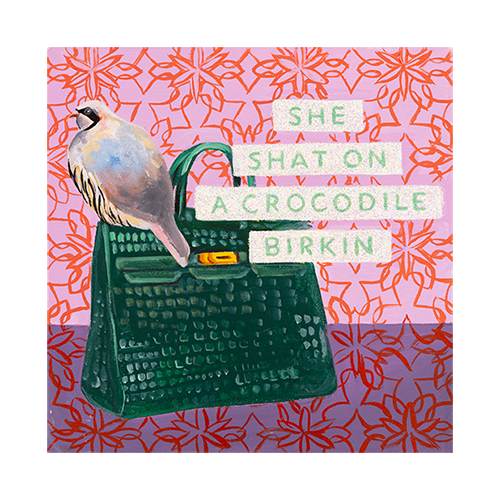 Mini pop art paintings for sale by Ashley Longshore, featuring playful motifs, rich color, and tongue-in-cheek charm. Small paintings with BIG personalities!