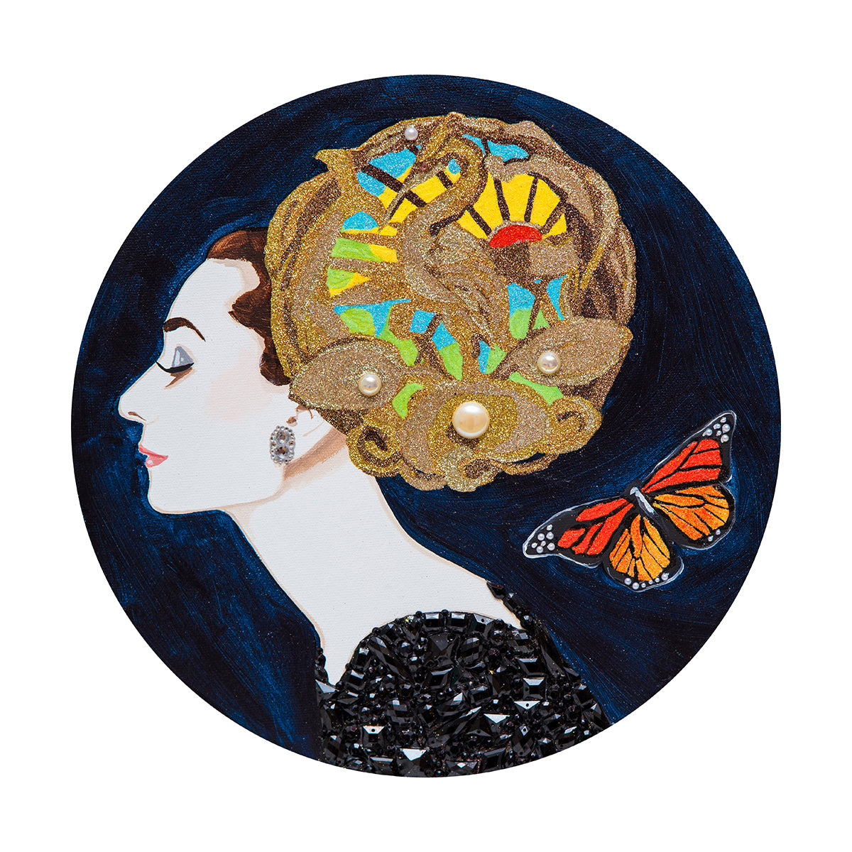 #24 Audrey Tondo With Art Nouveau Watch Pin Chapeau on Midnight Blue