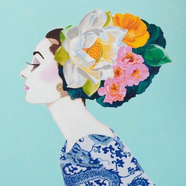 Audrey with Floral Headpiece and Bone China Dress