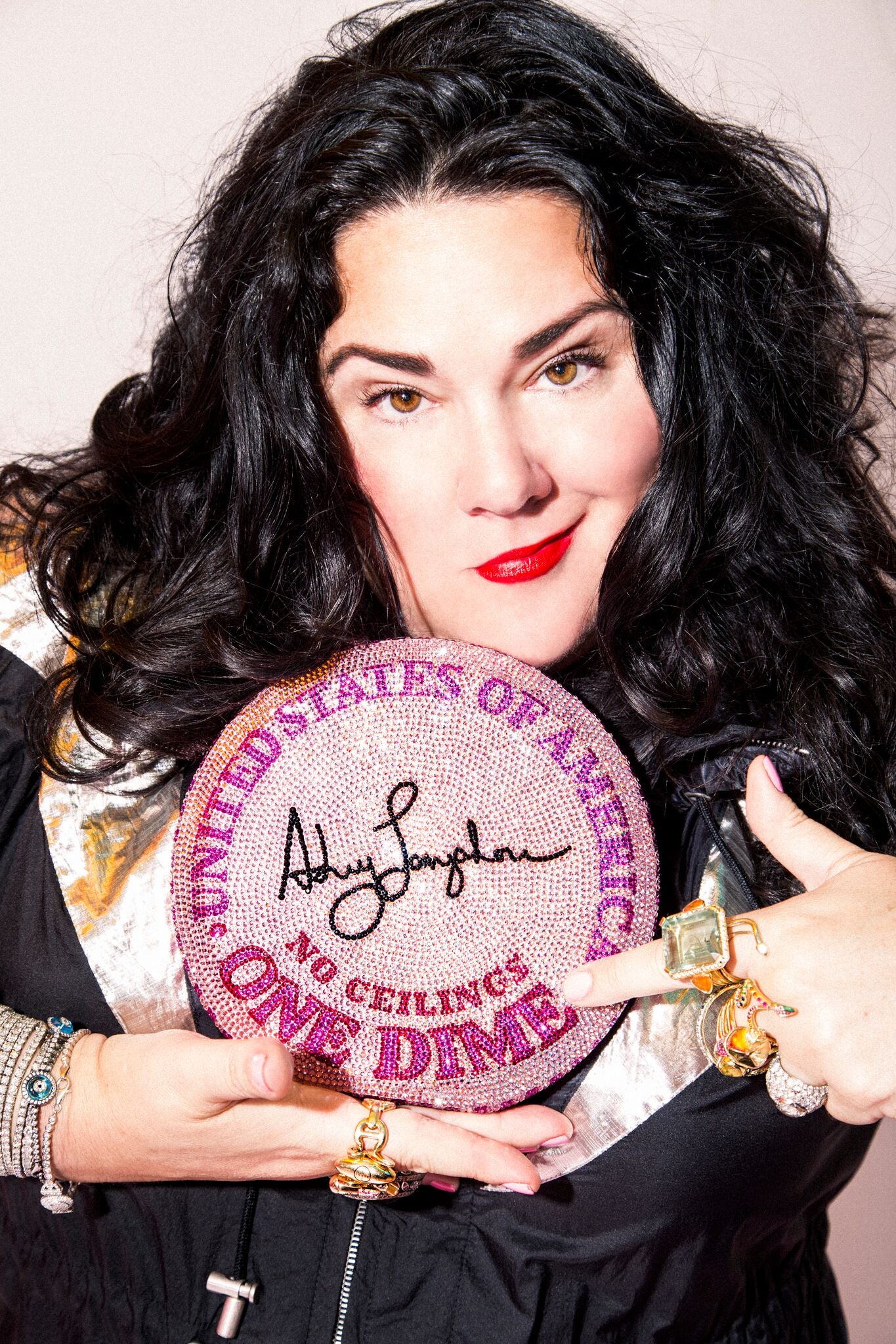 Ashley Longshore x Judith Leiber No Ceilings’ Pink Dime Bag With Hand-Painted Box
