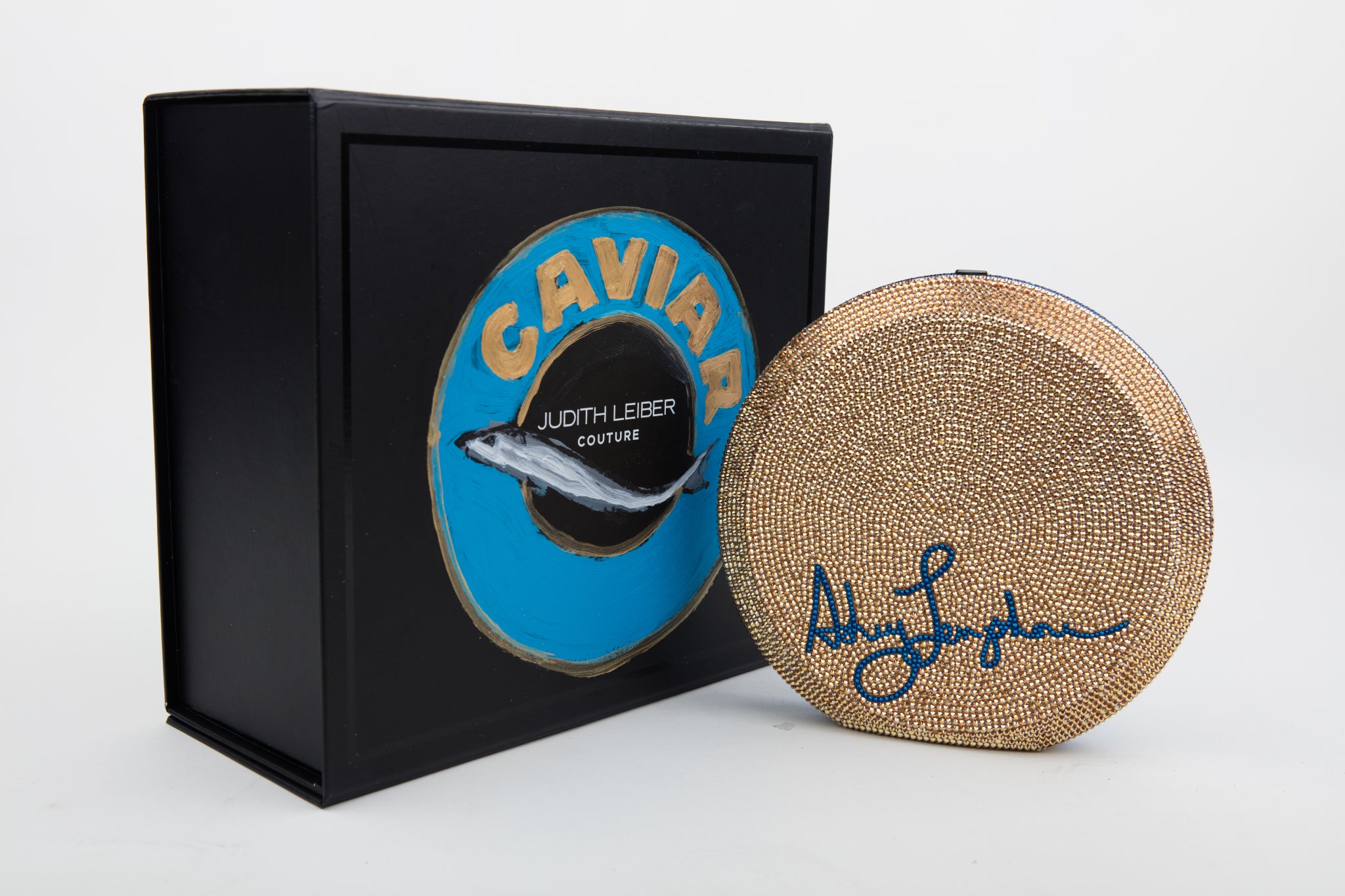 Ashley Longshore x Judith Leiber Caviar Bag With Hand-Painted Box