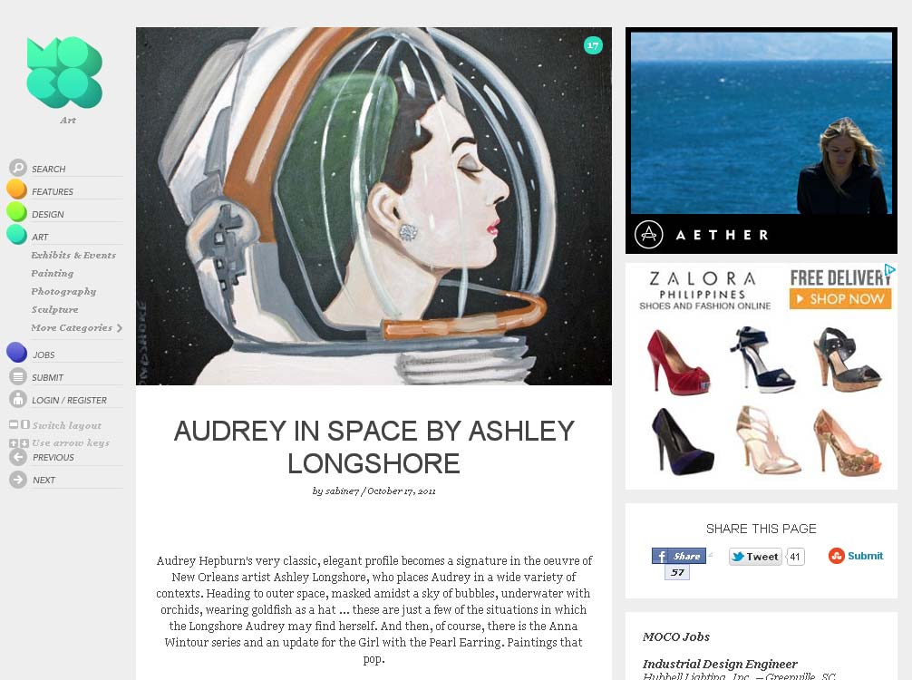 Audrey in space by Ashley Longshore
