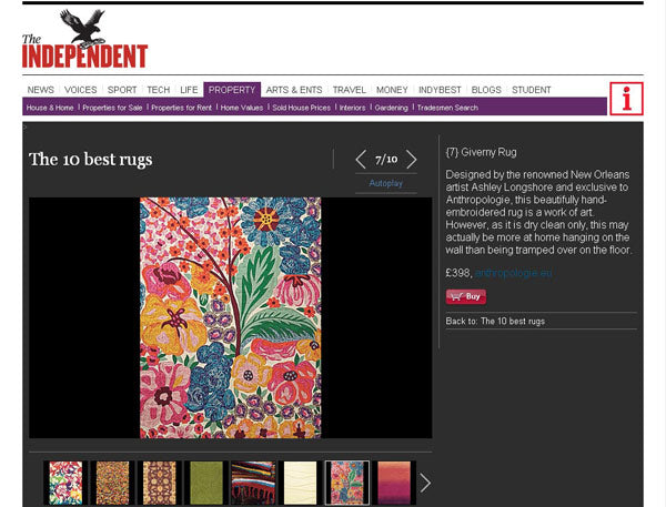 UK Independent – Ashley Longshore designs one of TOP TEN RUGS