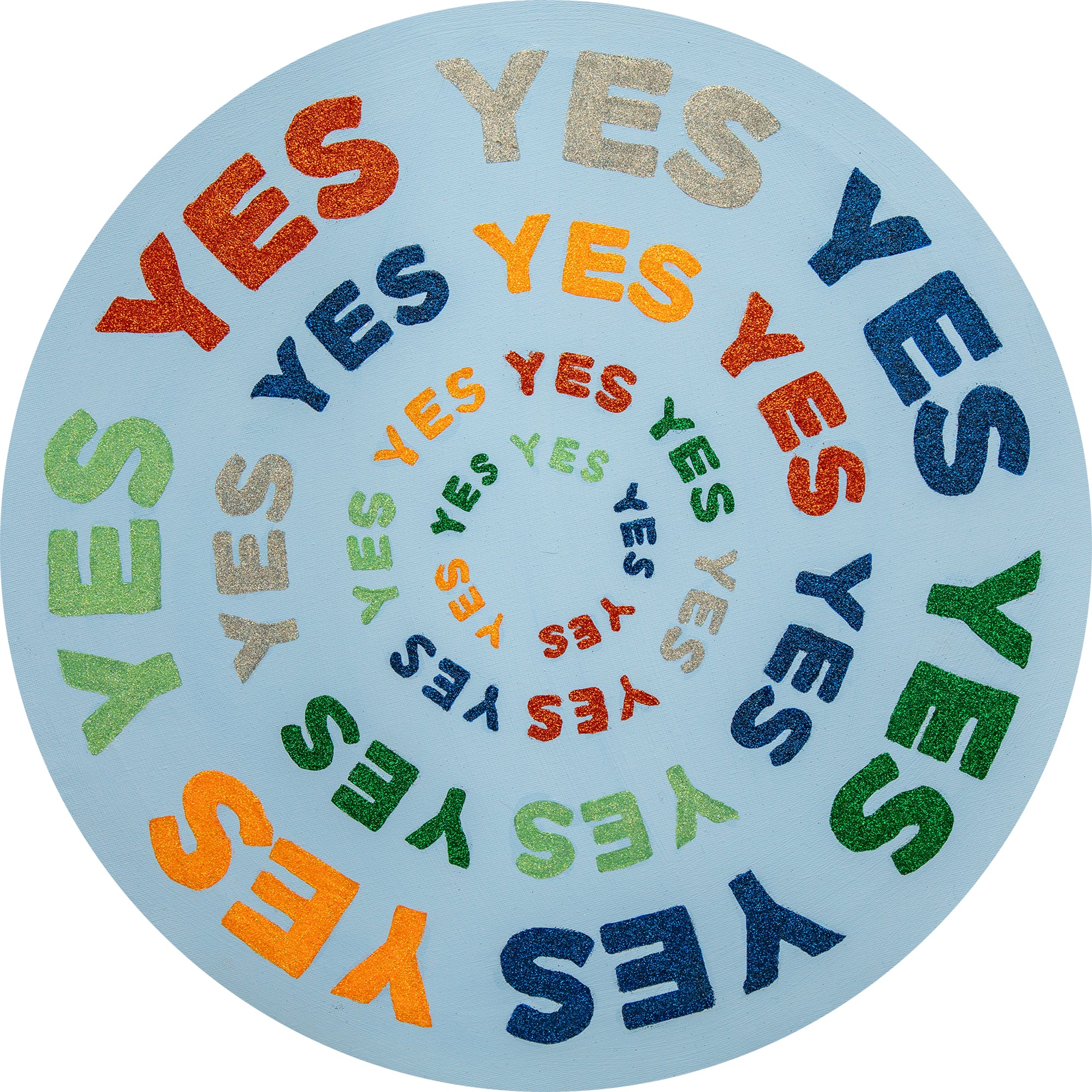 Yes Yes Yes Tondo on Light Azure