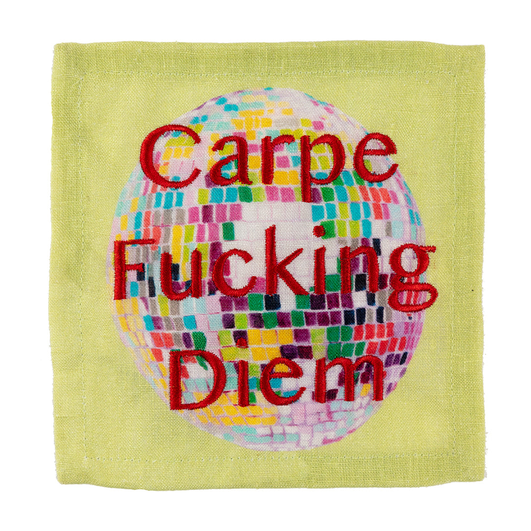 Embroidered Linen Disco Napkins