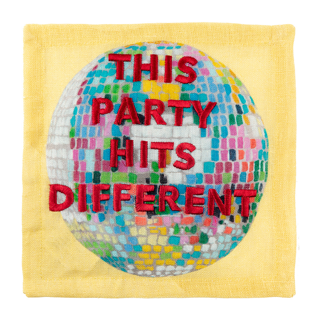Embroidered Linen Disco Napkins