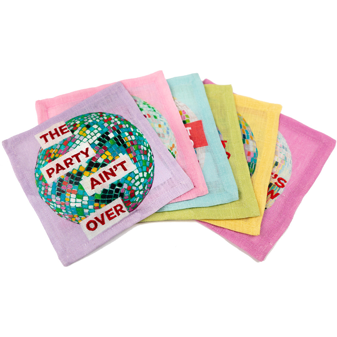Embroidered Linen Disco Napkins