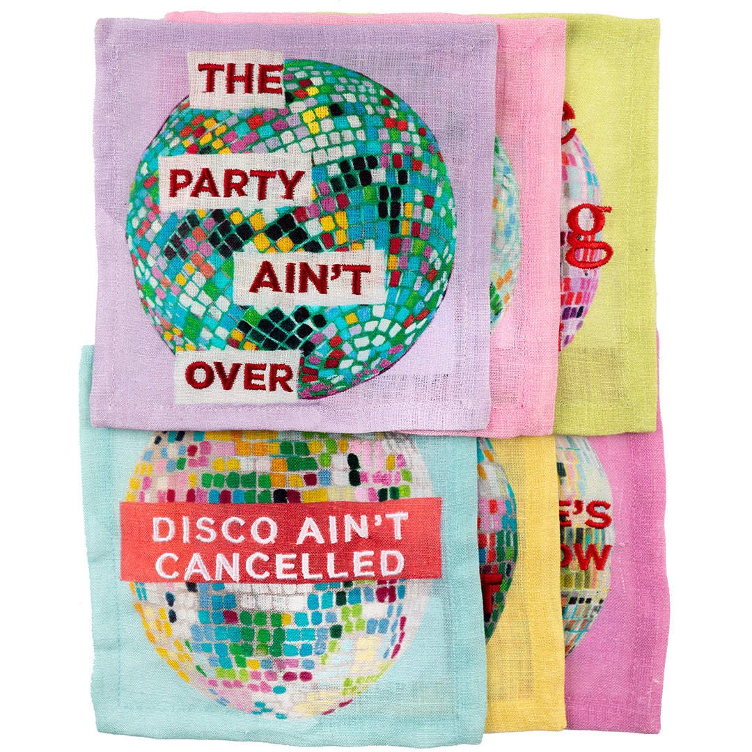 Embroidered Linen Disco Napkins