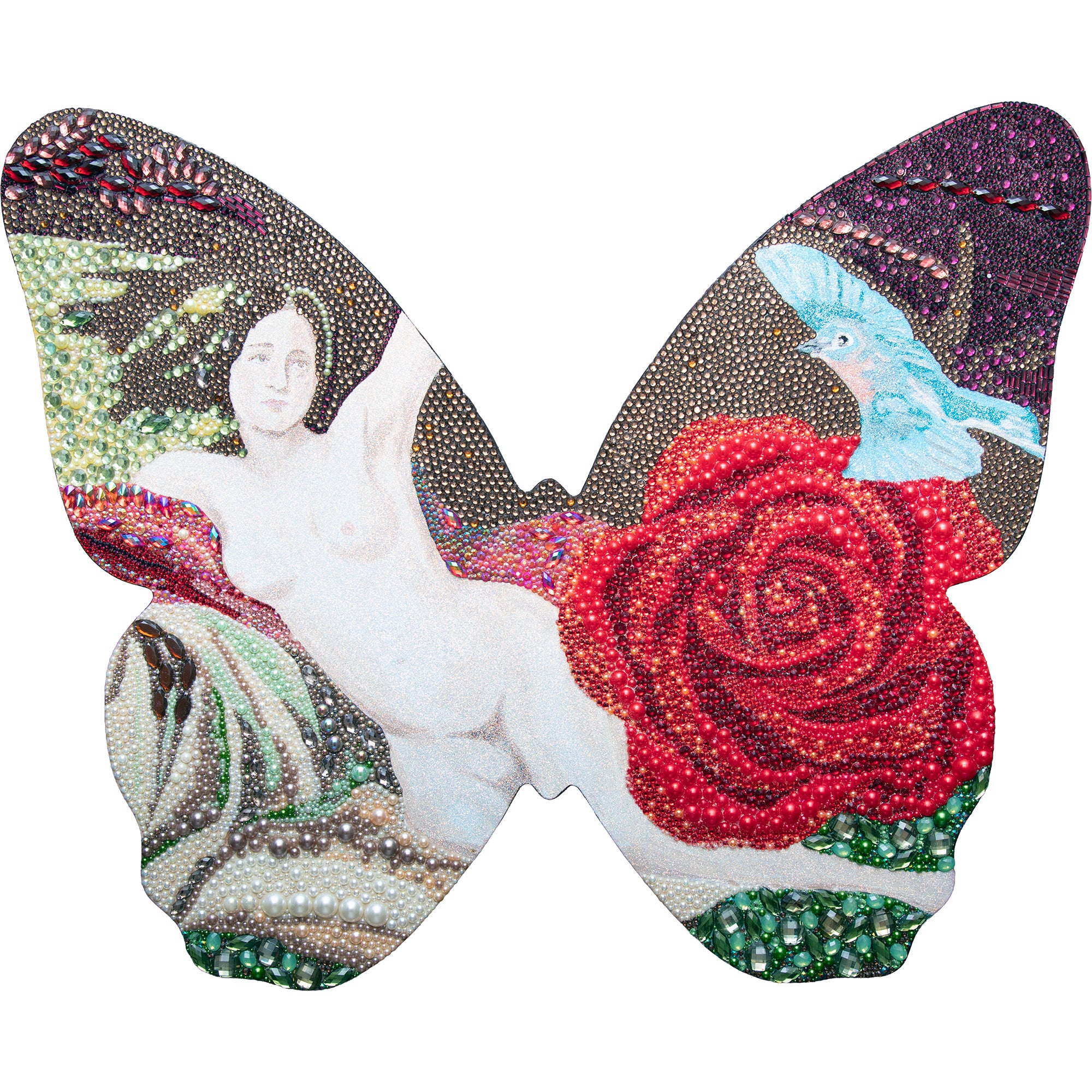#529 Reclining Nude With Blue Bird & Red Rose Butterfly Cutout | 20"