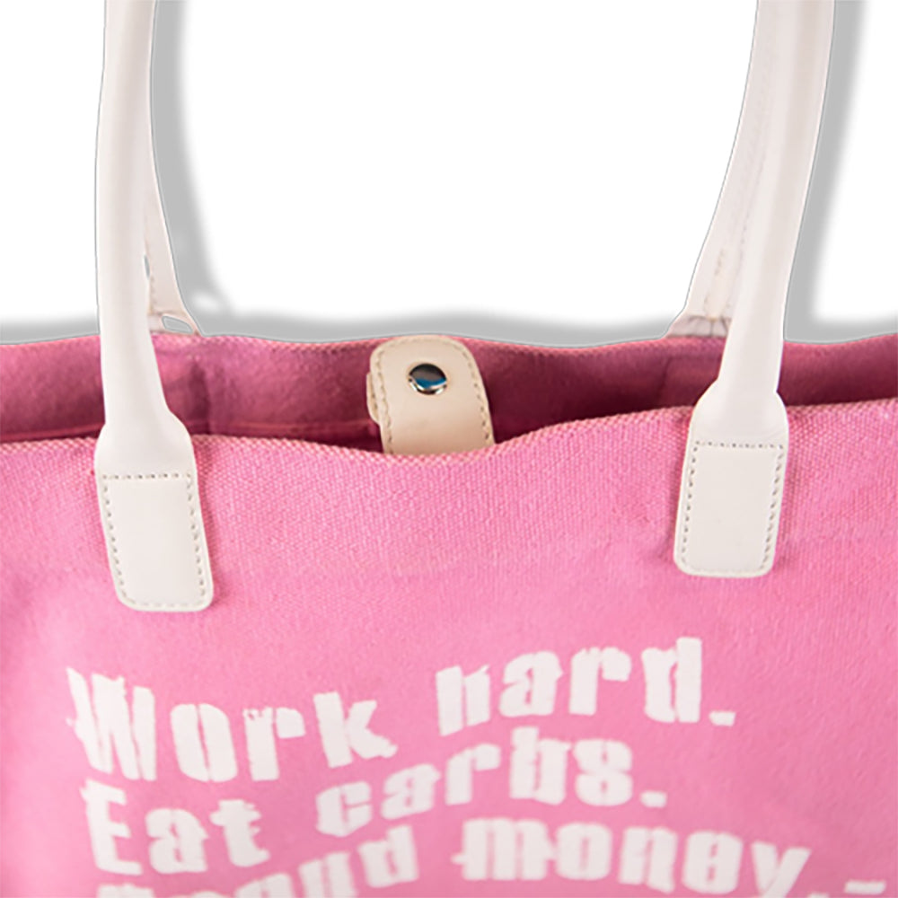 White & Pink "The Way to Happiness" Tote