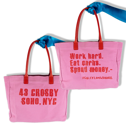 Red and Pink 43 Crosby Canvas & Leather Tote | *PREORDER