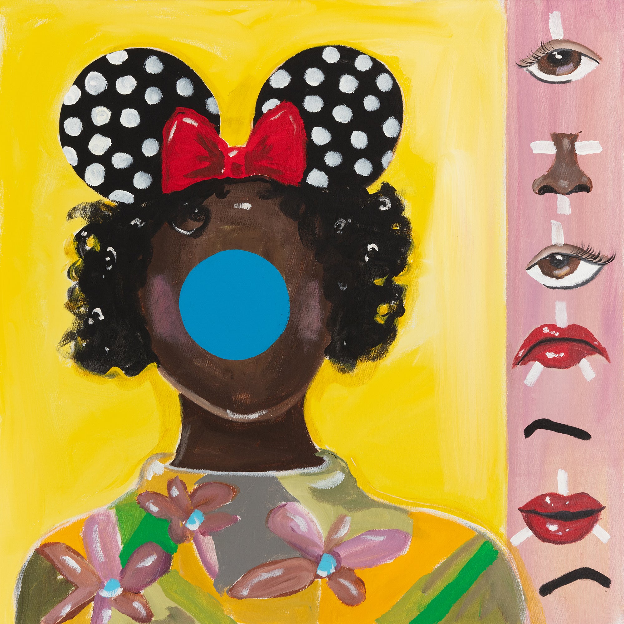 Abstract with Minnie Ears and Yellow Background  |  24 x 24in