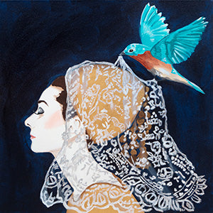 Audrey With Lace Mantilla and Blue Bird