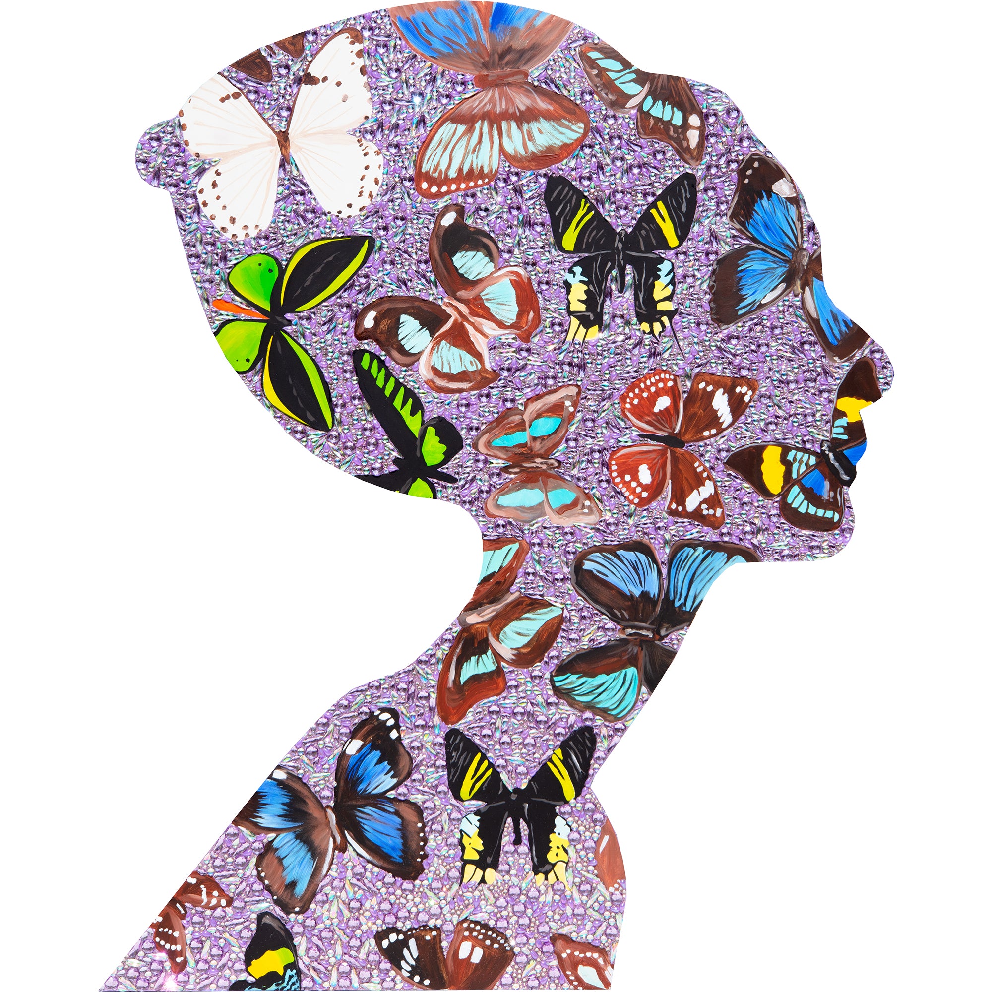 Audrey Lavender Profile Cutout With Butterflies  |  51 x 41in