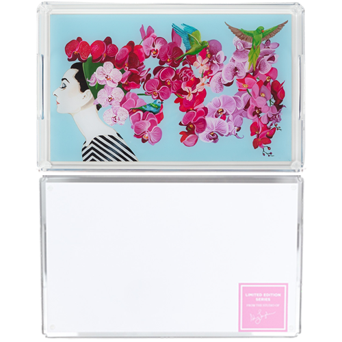 Audrey With Orchids and Parrots Acrylic Tray | Available at NYC Gallery