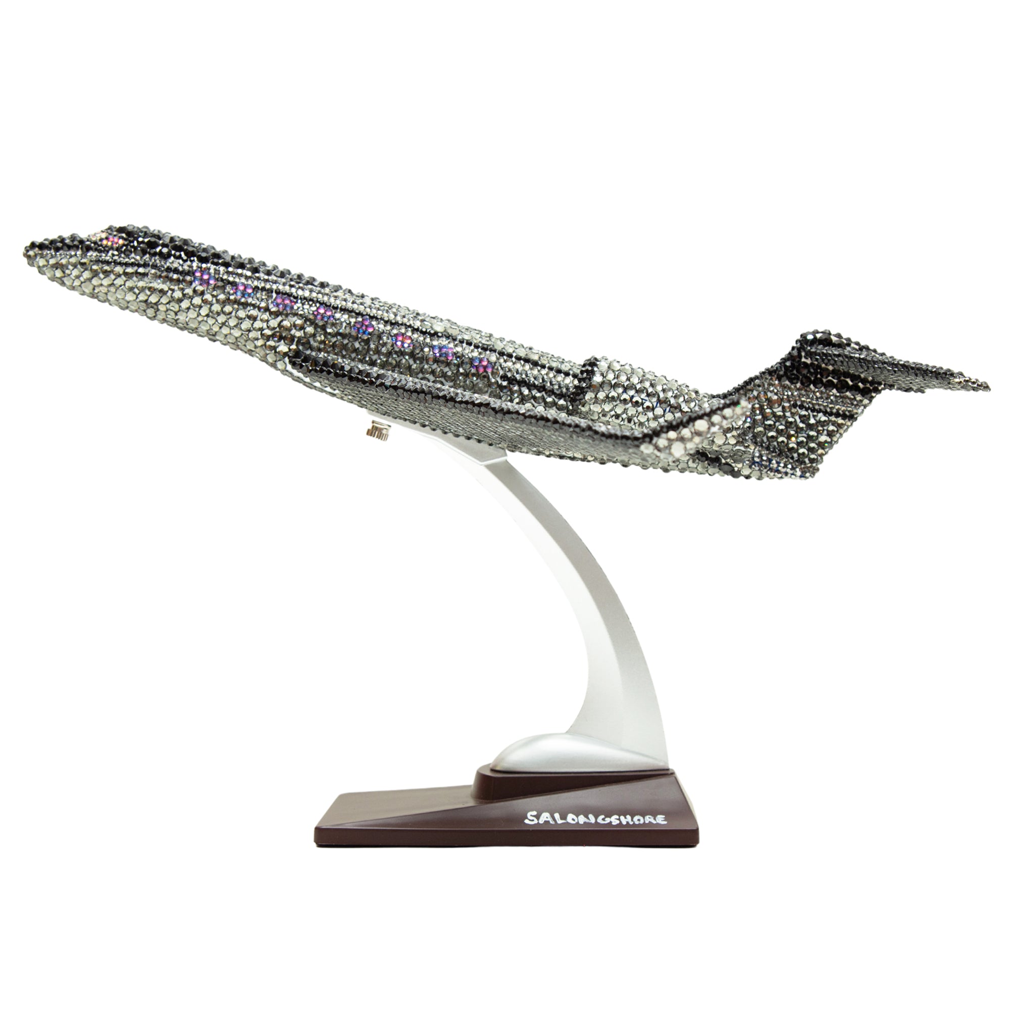 Black Crystal Private Jet Sculpture