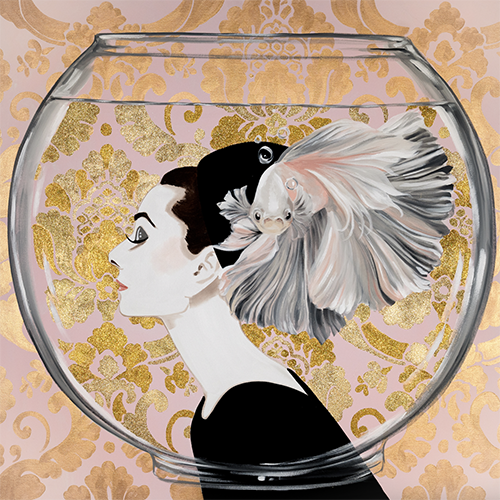 Fishbowl Audrey With Platinum Fighting Fish