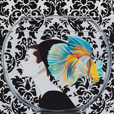 Fishbowl Audrey On Monochrome Damask