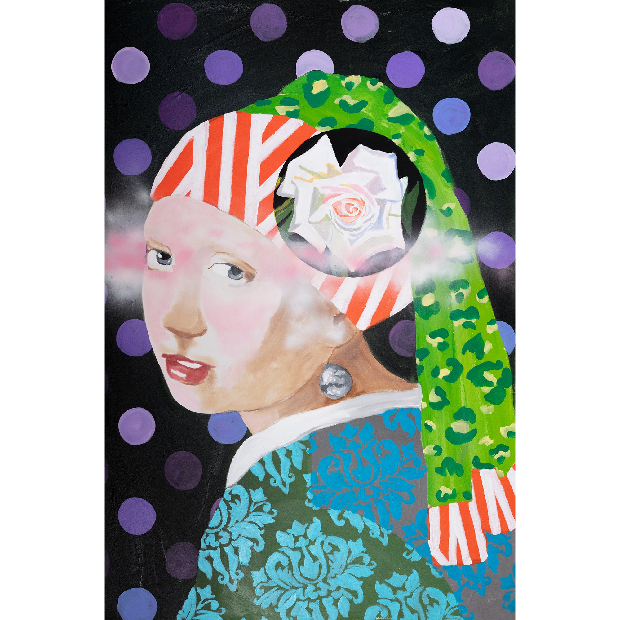 Girl with the Pearl Earring and White Rose  |  72 x 48in