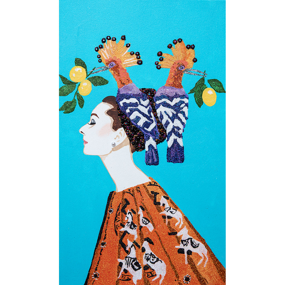 #309 Audrey Mini Masterpiece With Hoopoes & Lemons Chapeau