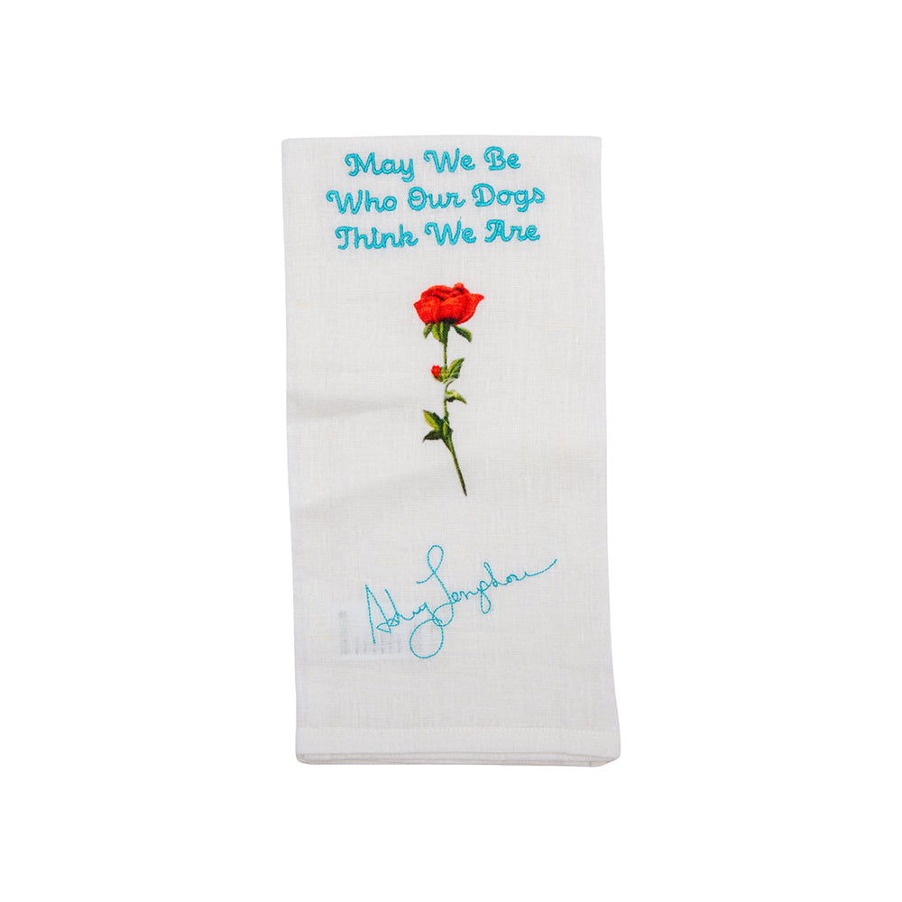 "Well-Mannered Bad Influence" Embroidered Linen Tea Towels | *Preorder