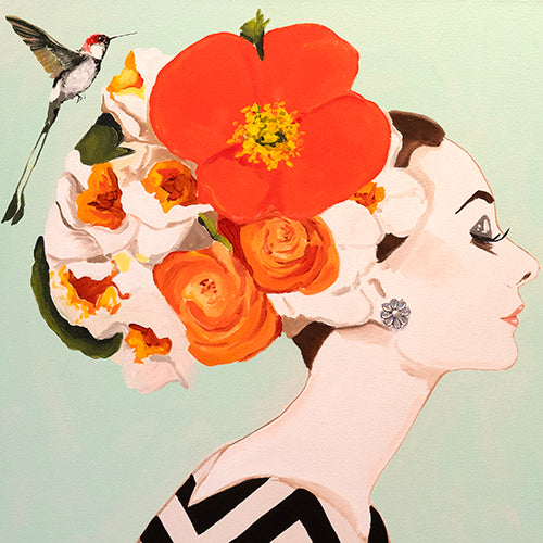 Audrey With Orange and White Ranunculus Chapeau