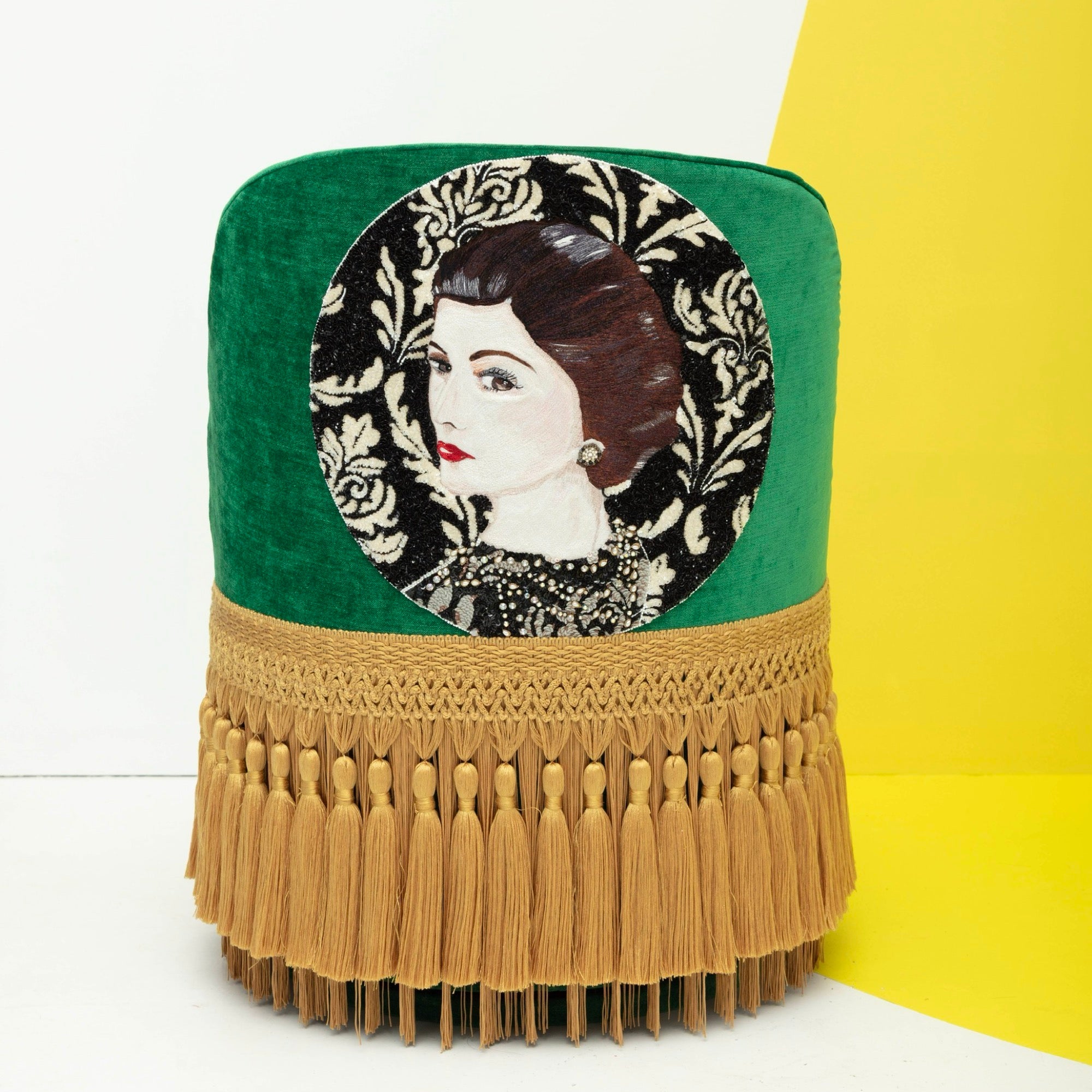 First Edition Coco Chanel Tufted & Tasseled Velvet Barrel Chair