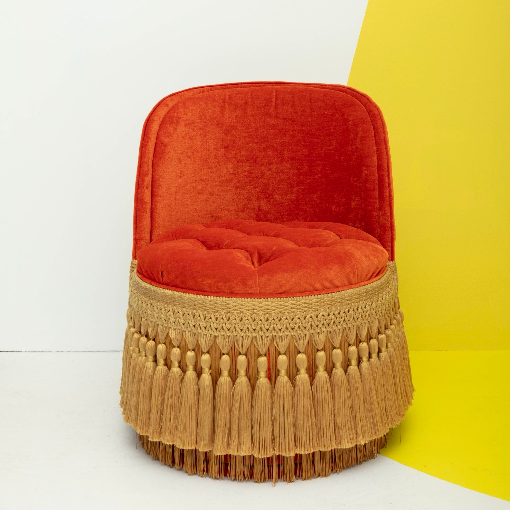 First Edition Amelia Earhart Tufted & Tasseled Velvet Barrel Chair