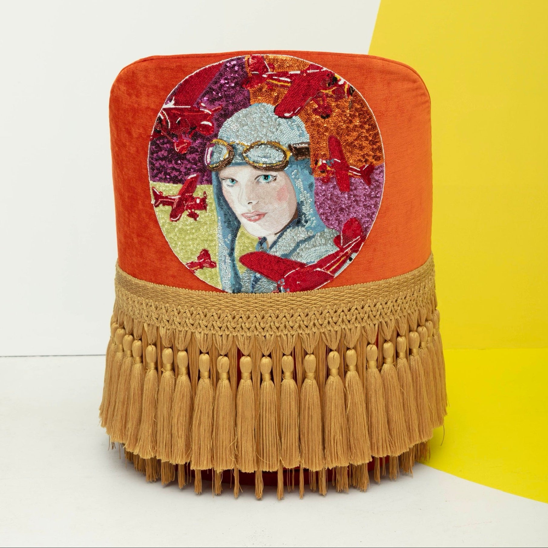 First Edition Amelia Earhart Tufted & Tasseled Velvet Barrel Chair