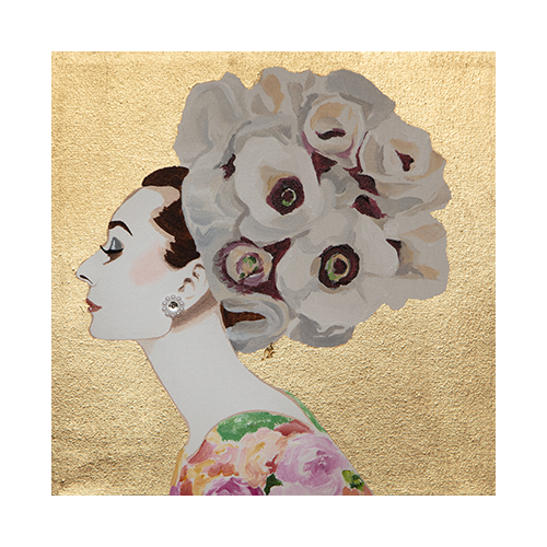 #44 Audrey With Icelandic Poppies on Gold Leaf