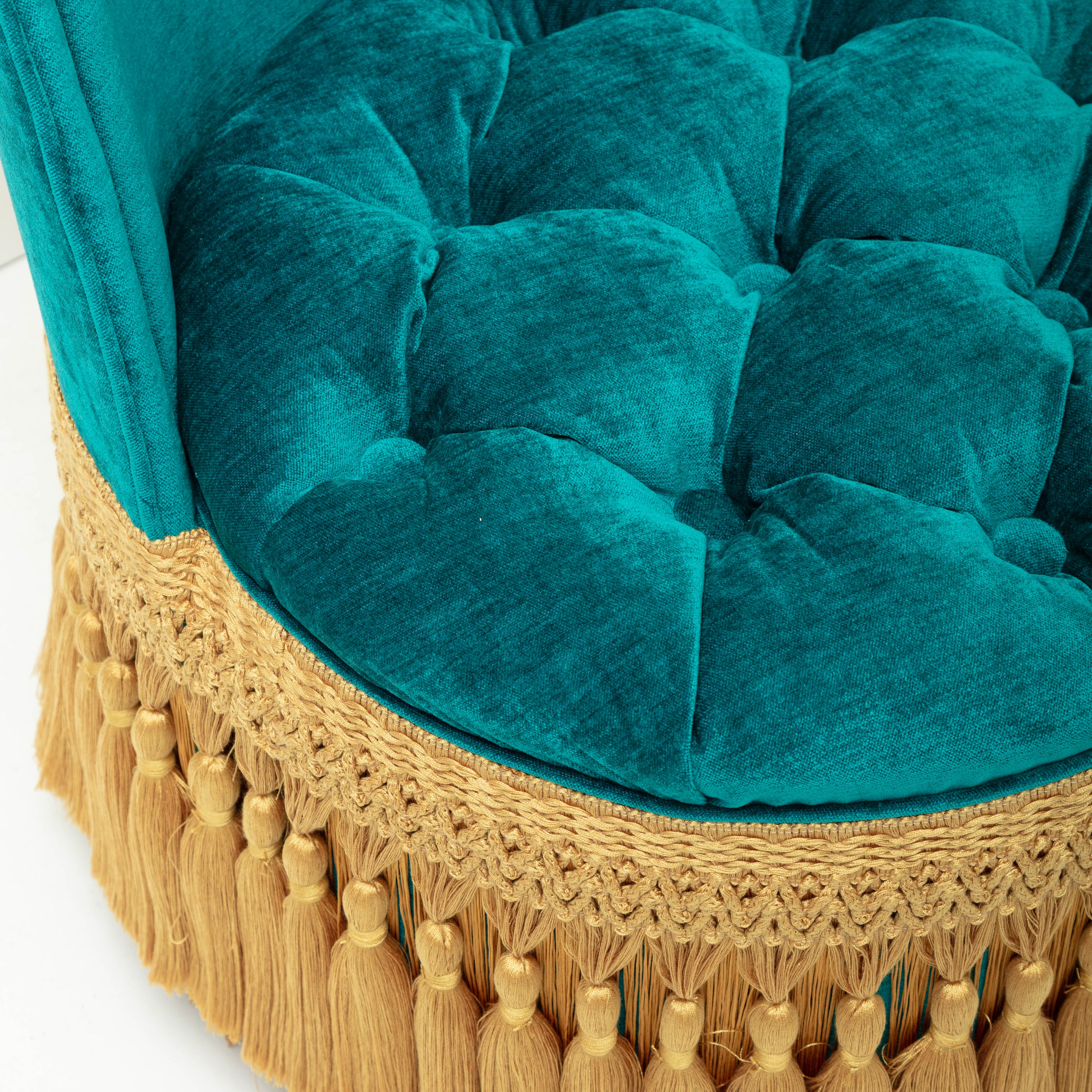 First Edition Maya Angelou Tufted & Tasseled Velvet Barrel Chair