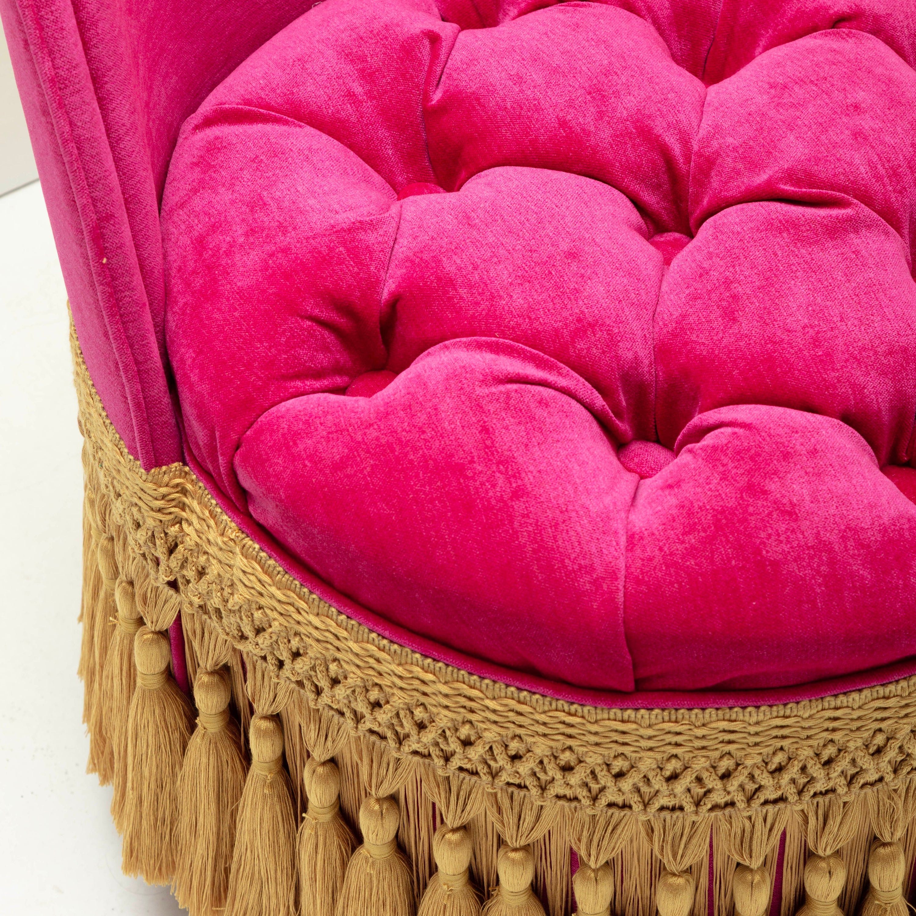 First Edition Peggy Guggenheim Tufted & Tasseled Velvet Barrel Chair