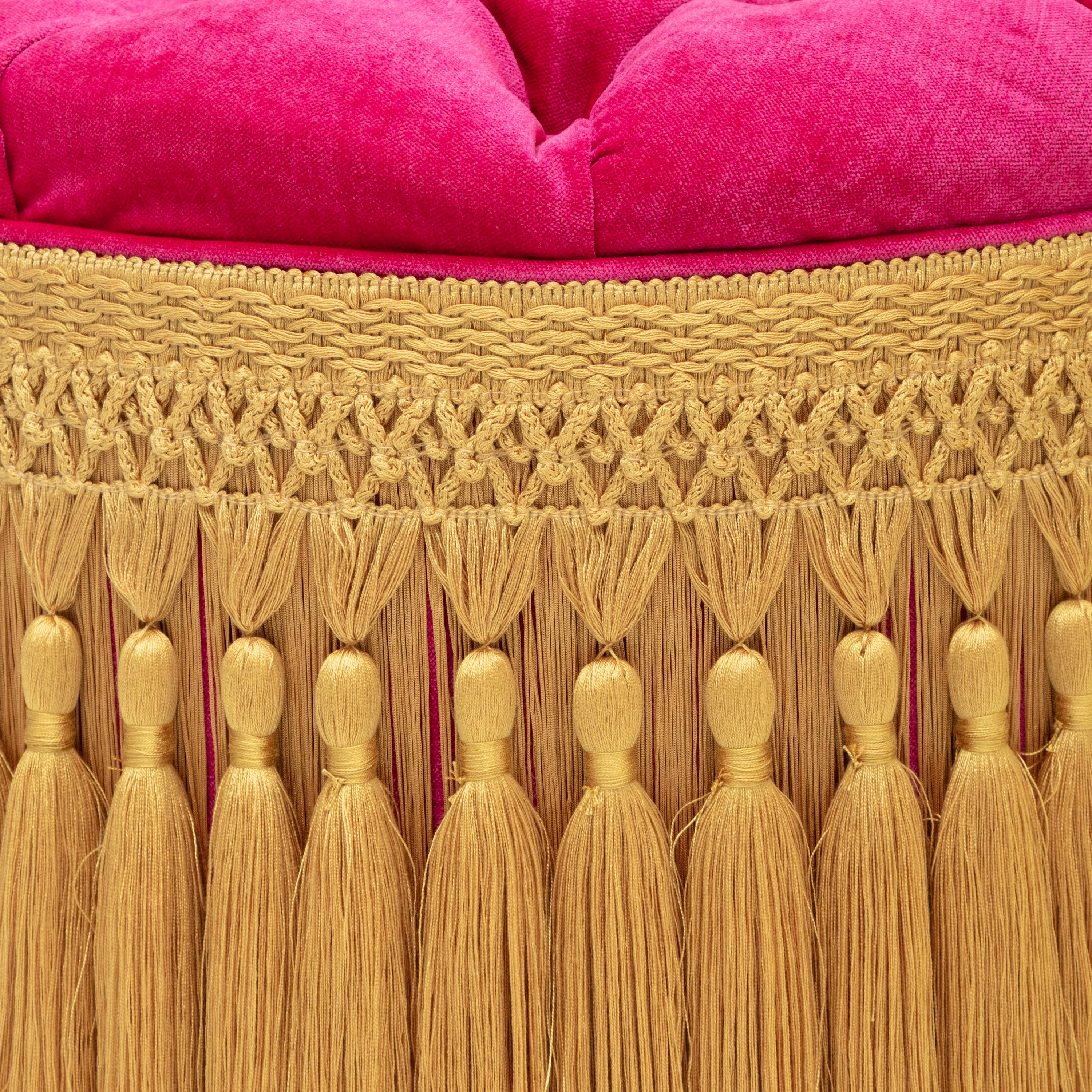 First Edition Peggy Guggenheim Tufted & Tasseled Velvet Barrel Chair