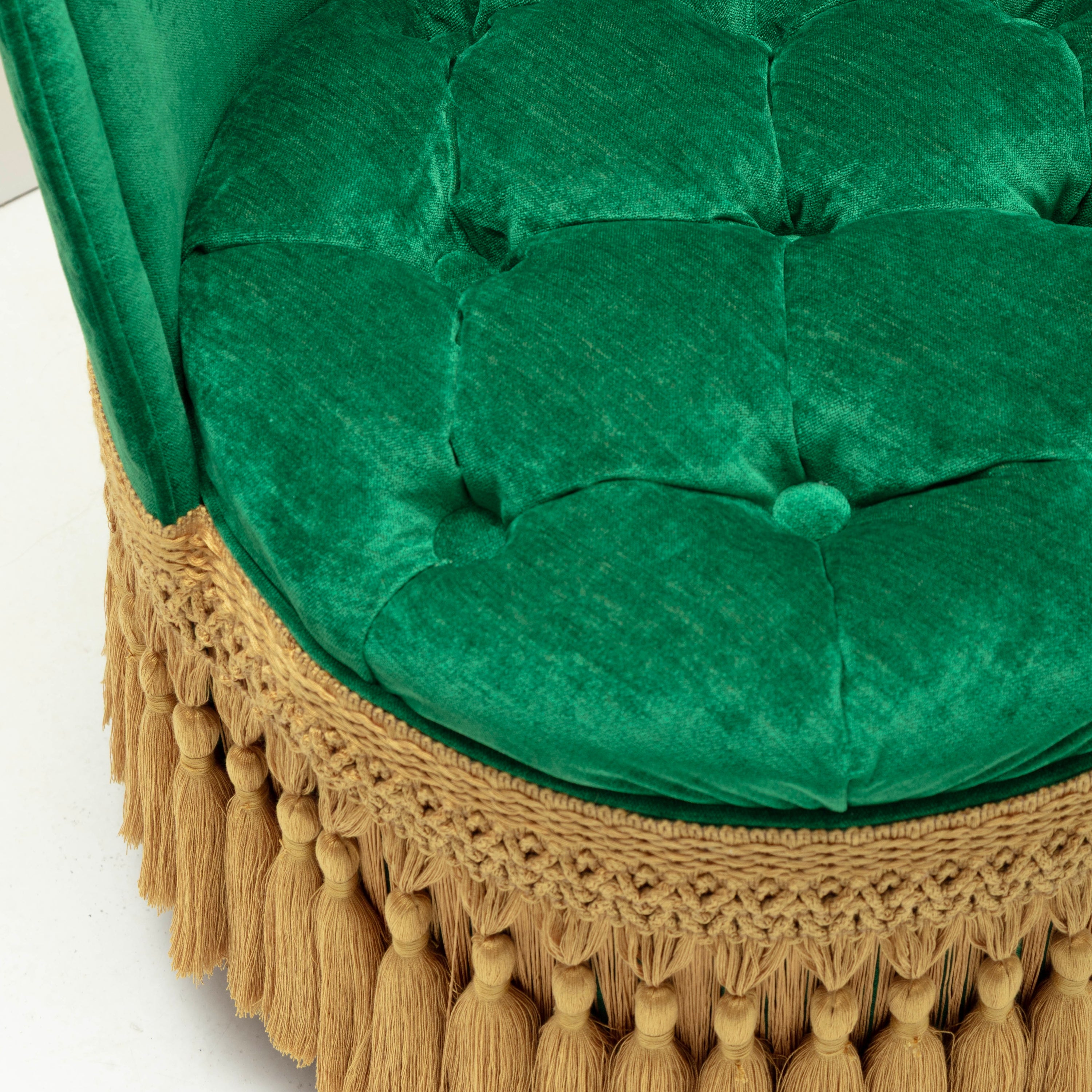 First Edition Coco Chanel Tufted & Tasseled Velvet Barrel Chair