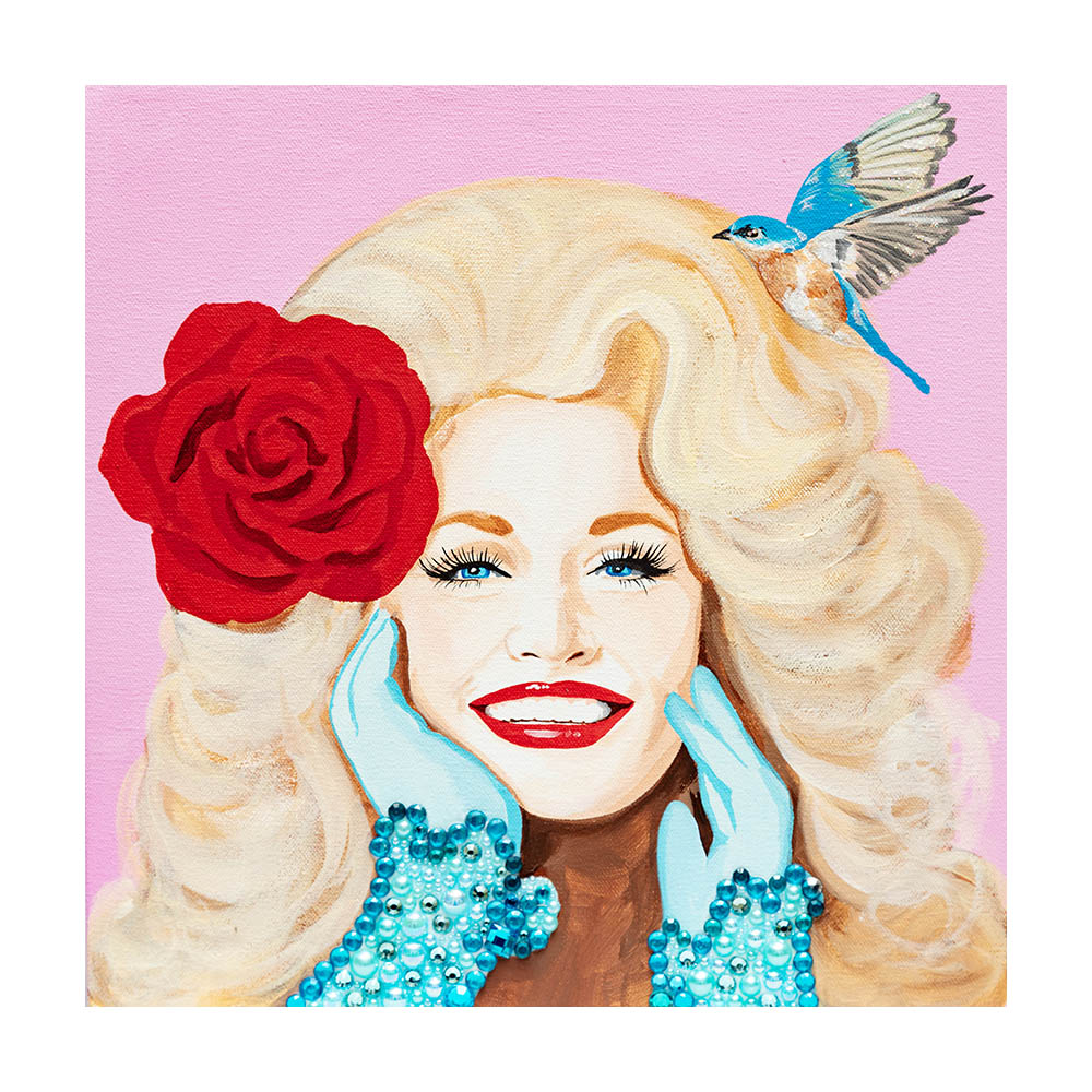 #404 Dolly With Red Rose on Pink