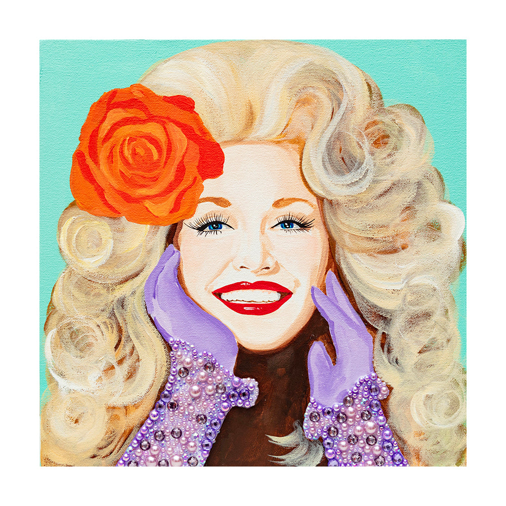 #402 Dolly With Orange Rose on Turquoise