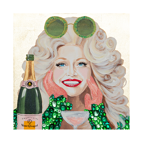 #56 Dolly With Green Sunnies on Gold Leaf