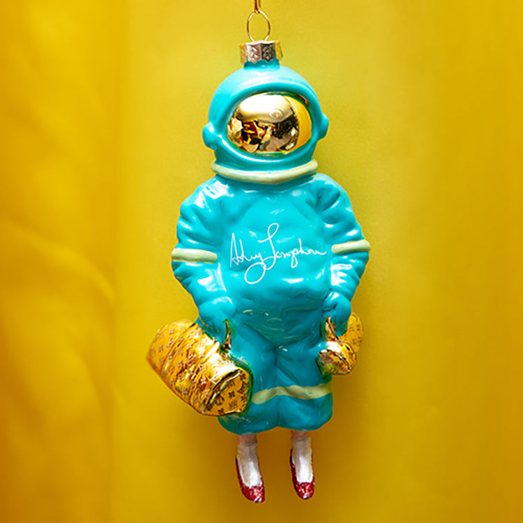 Turquoise Astronaut Glass Ornament
