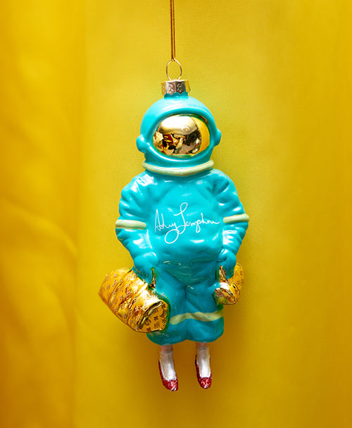 Turquoise Astronaut Glass Ornament