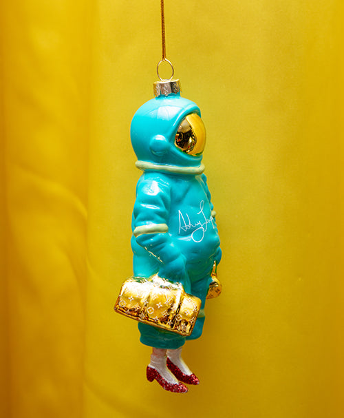 Turquoise Astronaut Glass Ornament