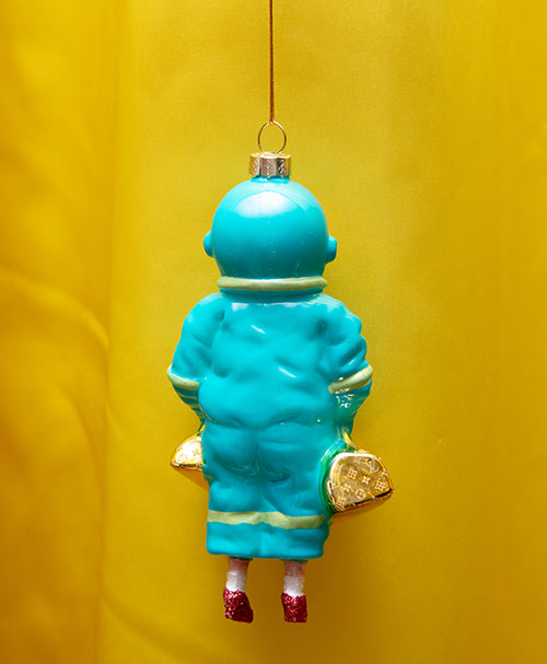 Turquoise Astronaut Glass Ornament