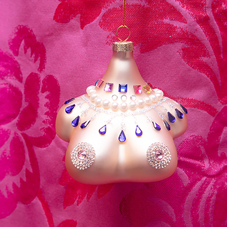 Pretty Titty Embellished Glass Ornament