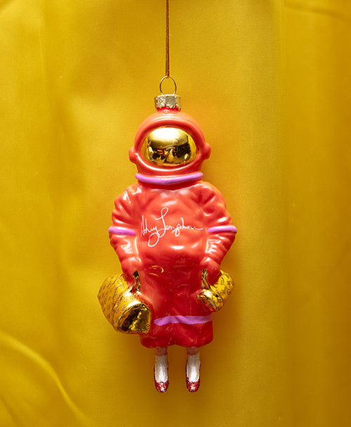 Red Astronaut Glass Ornament