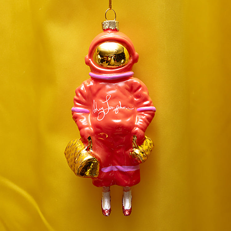 Red Astronaut Glass Ornament