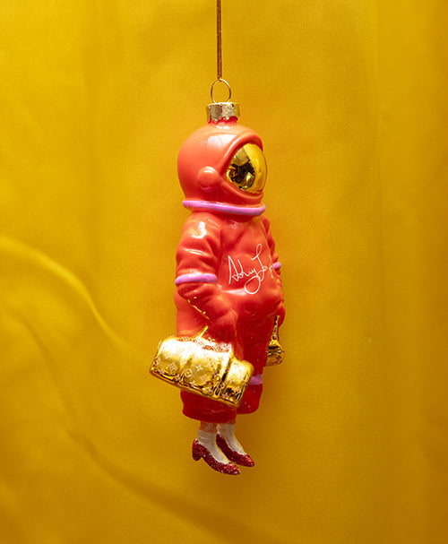 Red Astronaut Glass Ornament