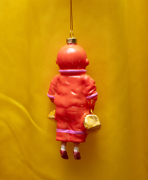 Red Astronaut Glass Ornament