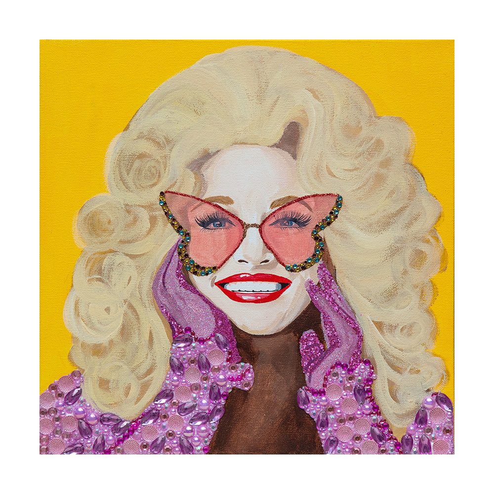 #372 Dolly With Lavender Gloves on Yellow