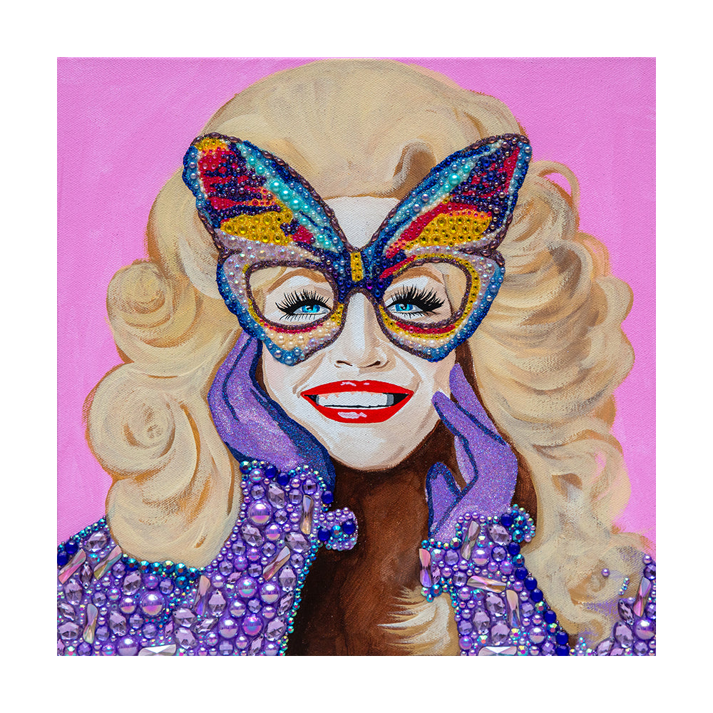 #324 Dolly With Purple Gloves & Butterfly Mask