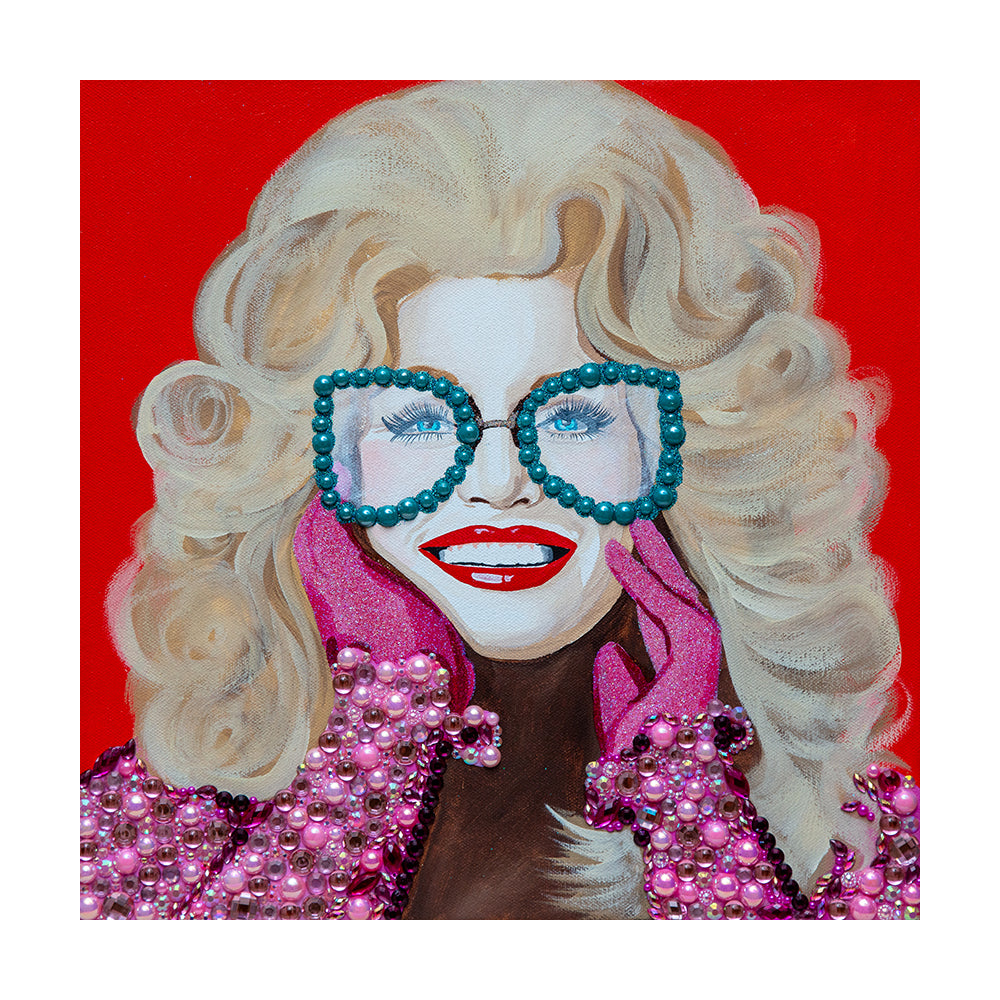 #323 Dolly With Pink Gloves on Red