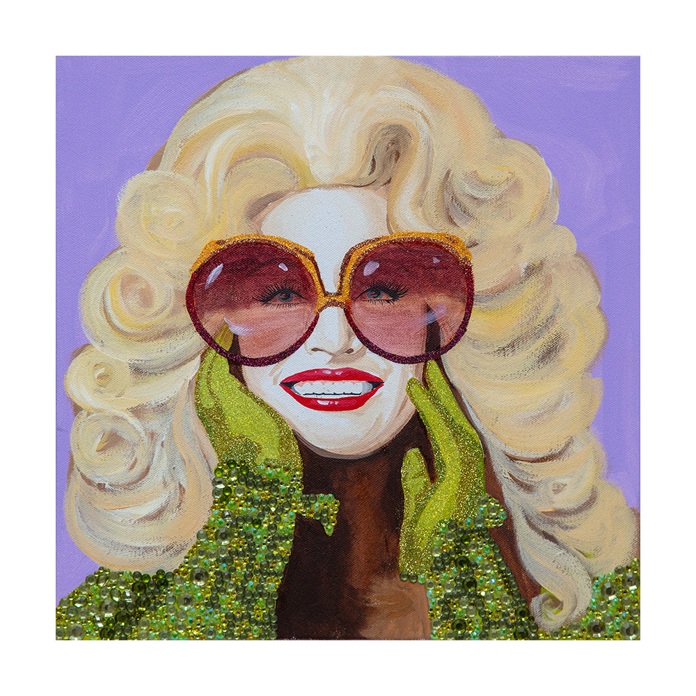 #322 Dolly With Green Gloves on Lavender